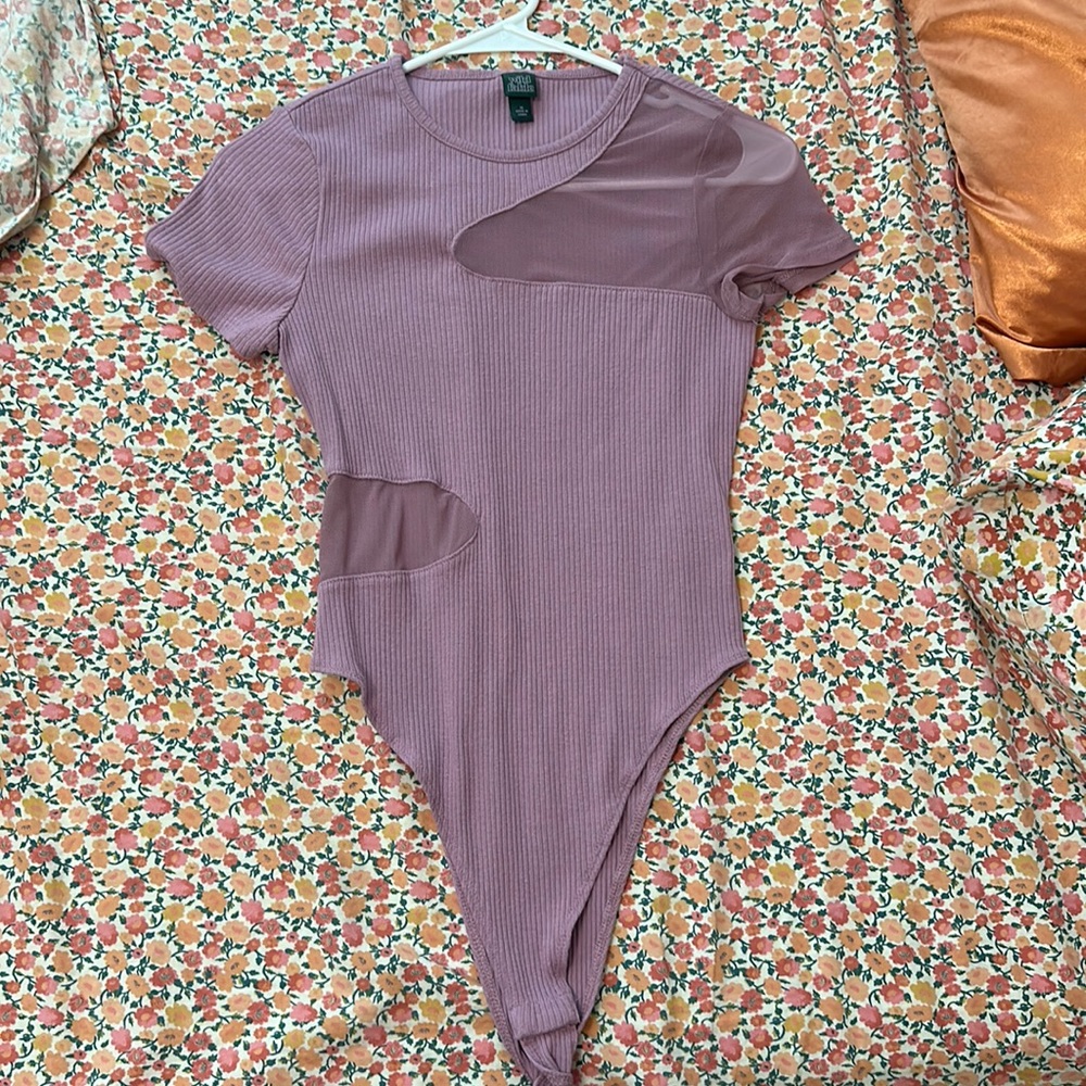 Wild Fable Purple Mesh Insert Bodysuit